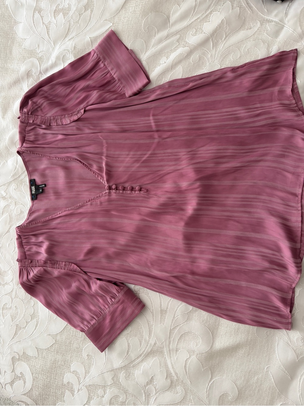 PAIGE Mauve V-Neck Button Detail Blouse